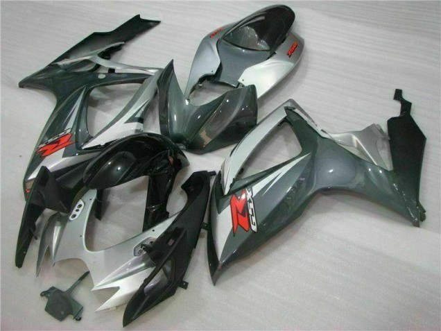 Argento Nero Carene Moto Suzuki GSXR 600 / 750 K6 06-07 Argento Nero Carene Moto Suzuki GSXR 600 / 750 K6 06-07
