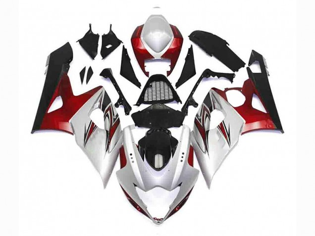Argento Rosso Nero Carene Moto Suzuki GSXR 1000 K5 05-06 Argento Rosso Nero Carene Moto Suzuki GSXR 1000 K5 05-06