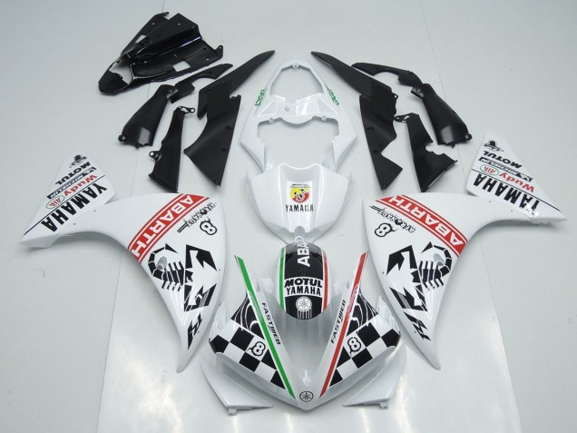 Bianco Nero Abrath Carene Moto Yamaha R1 09-11 Bianco Nero Abrath Carene Moto Yamaha R1 09-11