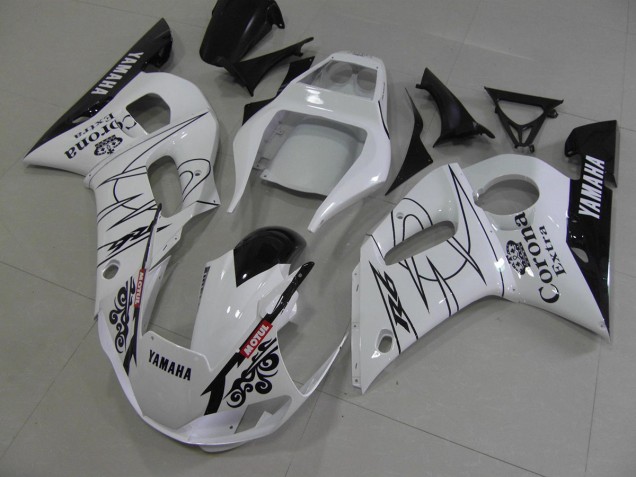 Bianco Nero Corona Carene Moto Yamaha R6 98-02 Bianco Nero Corona Carene Moto Yamaha R6 98-02