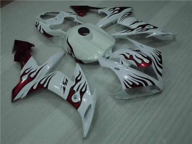 Bianco Rosso Fiamma Carene Moto Yamaha R1 04-06 Bianco Rosso Fiamma Carene Moto Yamaha R1 04-06