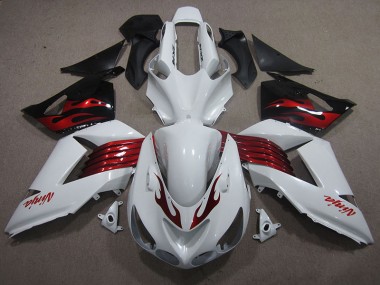 Bianco Rosso Ninja Carene Moto Kawasaki ZX14R ZZR 1400 06-11