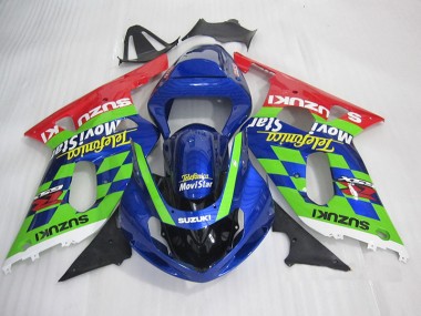 Blu Verde Rosso Telefumia Movistar Carene Moto Suzuki GSXR 600 K1 K2 K3 01-03