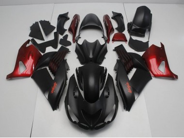 Nero Opaco & Rosso Carene Moto Kawasaki ZX14R ZZR 1400 06-11