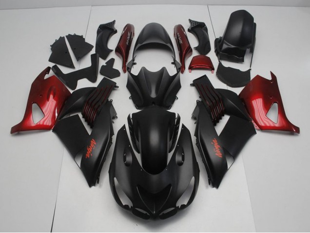 Nero Opaco & Rosso Carene Moto Kawasaki ZX14R ZZR 1400 06-11 Nero Opaco & Rosso Carene Moto Kawasaki ZX14R ZZR 1400 06-11
