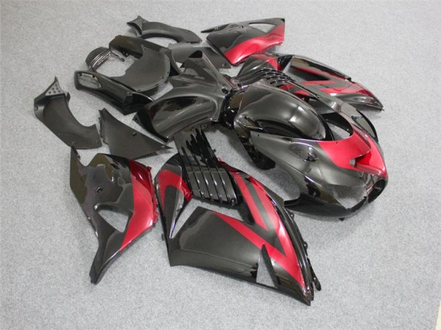 Nero Rosso ABS Moto Plastica & Moto Carena Kawasaki ZX14R ZZR 1400 06-11 Nero Rosso ABS Moto Plastica & Moto Carena Kawasaki ZX14R ZZR 1400 06-11