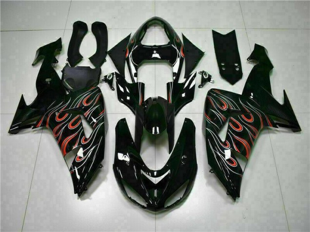 Nero Rosso Fiamma Kits Carenatura Moto Completa Kawasaki ZX10R 06-07 Nero Rosso Fiamma Kits Carenatura Moto Completa Kawasaki ZX10R 06-07