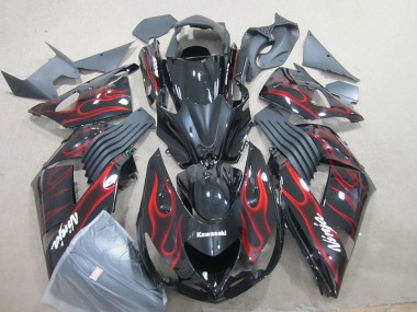 Nero Rosso Fiamma Ninja Carene Moto Kawasaki ZX14R ZZR 1400 06-11