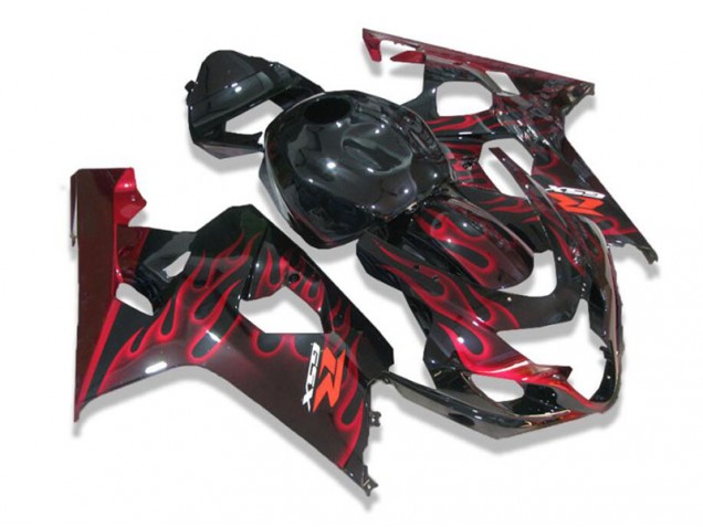 Nero Rosso Fiammas Carene Moto Suzuki GSXR 600 / 750 K4 04-05 Nero Rosso Fiammas Carene Moto Suzuki GSXR 600 / 750 K4 04-05