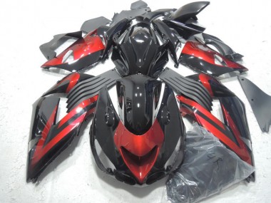 Nero Rosso Kits Carenatura Moto Iniezione Kawasaki ZX14R ZZR 1400 06-11