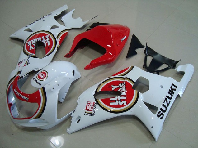 Rosso Bianco Lucky Strike Carene Moto Suzuki GSXR 750 K1 K2 K3 01-03 Rosso Bianco Lucky Strike Carene Moto Suzuki GSXR 750 K1 K2 K3 01-03