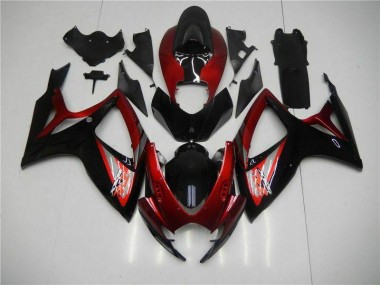 Rosso Nero Kit Carenatura Iniezione Suzuki GSXR 600 / 750 K6 06-07