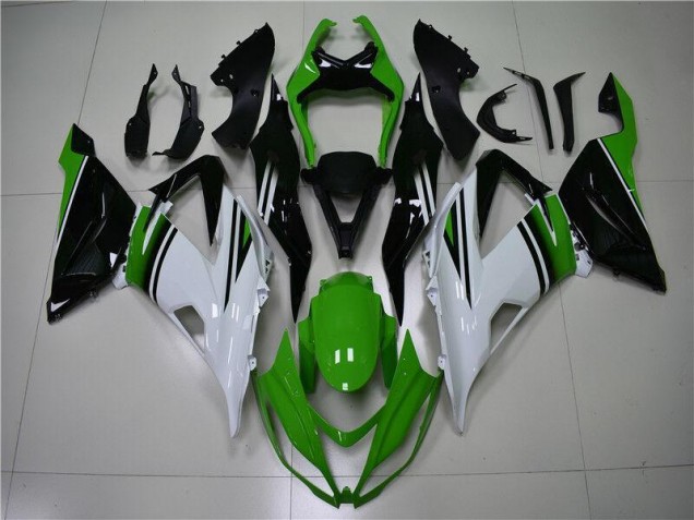 Verde Bianco Nero Carene Moto Kawasaki ZX6R 13-18 Verde Bianco Nero Carene Moto Kawasaki ZX6R 13-18